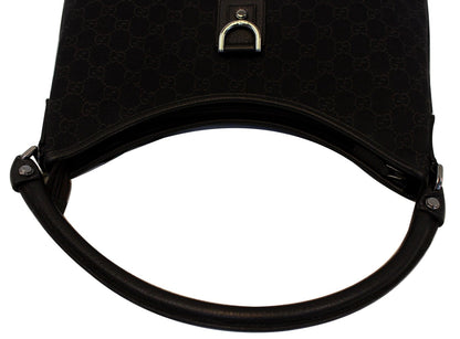 GUCCI Black Monogram Abbey D Ring Hobo Bag 268636