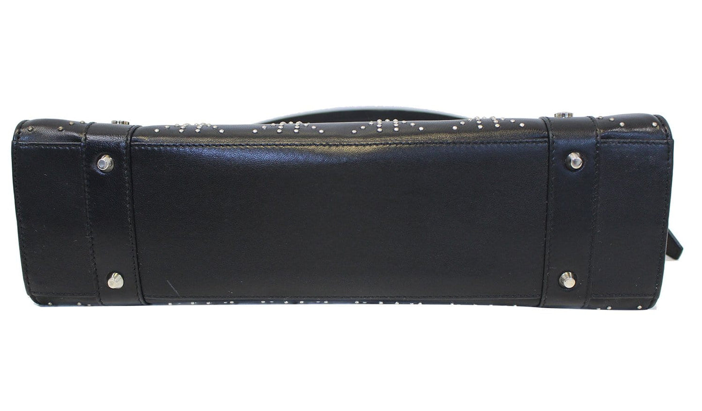 CHRISTIAN DIOR Black Studded Lady Dior Shoulder Bag