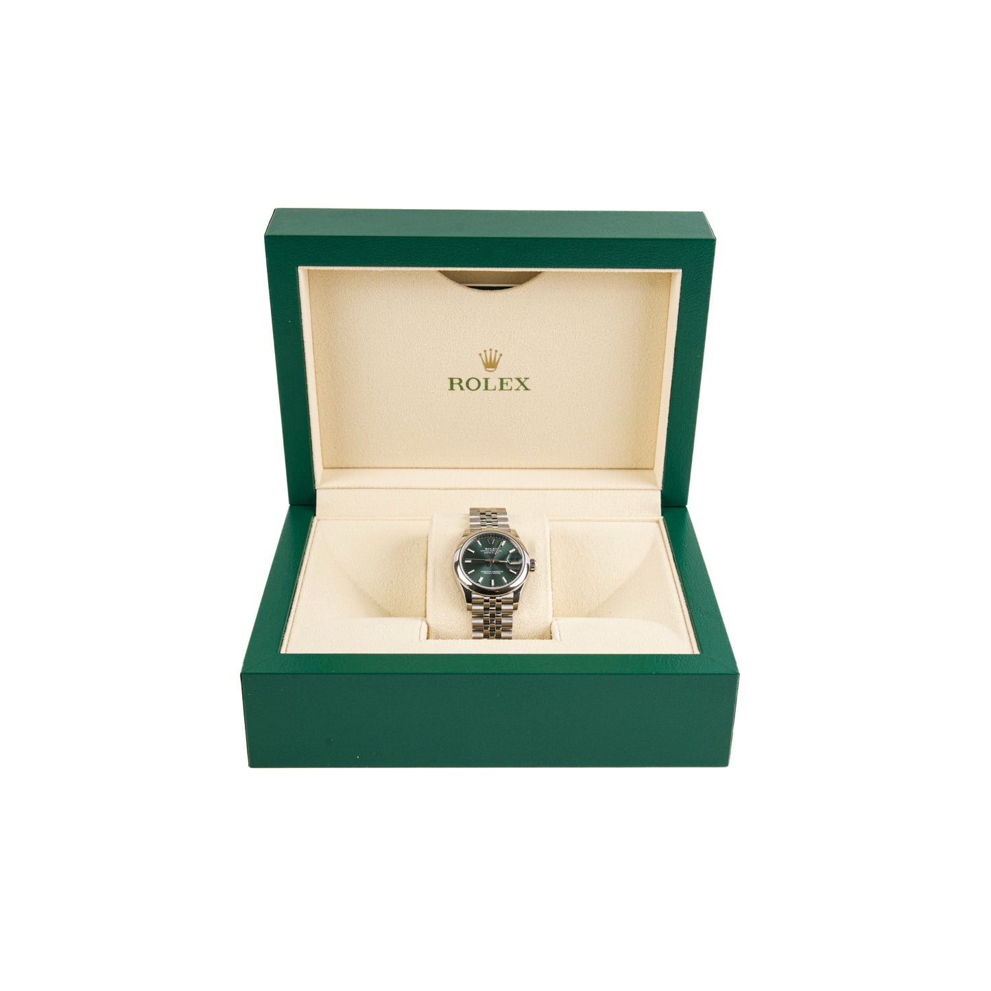 Rolex Date Just 31MM Mint Green Watch