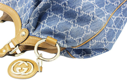 GUCCI GG Blue Denim Sukey Tote Shoulder Bag Gucci Sukey