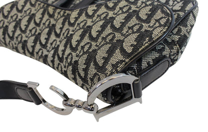 CHRISTIAN DIOR Denim Logo Double Saddle Bag with Pouch