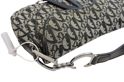 CHRISTIAN DIOR Denim Logo Double Saddle Bag with Pouch