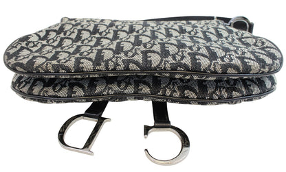 CHRISTIAN DIOR Denim Logo Double Saddle Bag with Pouch