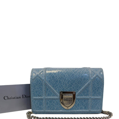 CHRISTIAN DIOR Aqua Blue Leather Mini Diorama Crossbody Bag
