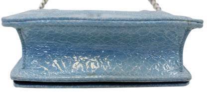 CHRISTIAN DIOR Aqua Blue Leather Mini Diorama Crossbody Bag