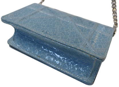 CHRISTIAN DIOR Aqua Blue Leather Mini Diorama Crossbody Bag