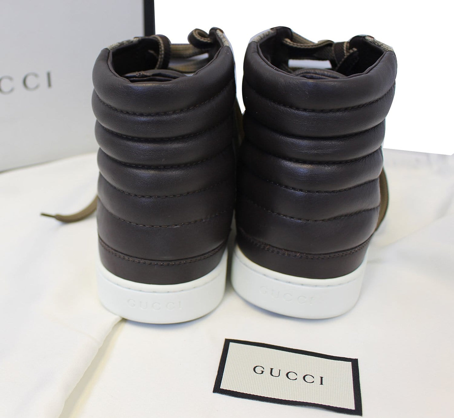 GUCCI GG Supreme High-Top Beige sneakers Size 10 411857