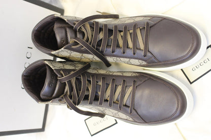 GUCCI GG Supreme High-Top Beige sneakers Size 10 411857