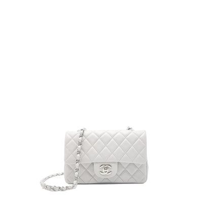 Chanel Mini Rectangular Flap Bag Lambskin Light Grey
