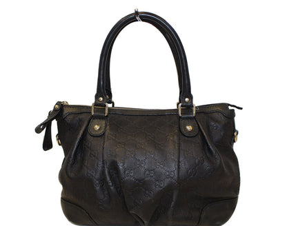 GUCCI Sukey Guccissima Top Handle Black Satchel Bag