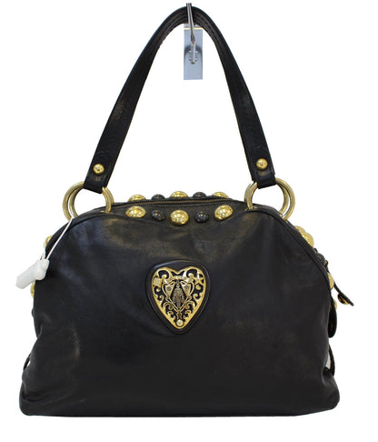 GUCCI Guccissima Black Medium Babouska Dome Shoulder Handbag