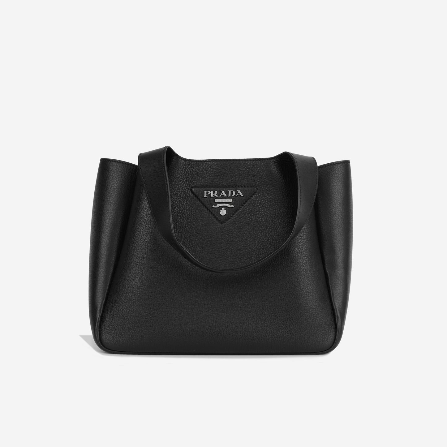 Prada Logo Plaque Tote Bag