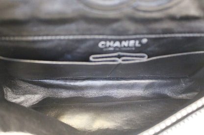 CHANEL Black/White Striped Medium Flap Shoulder Bag - Sale