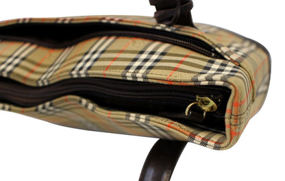 BURBERRY Nova Check Canvas Leather Black Beige Shoulder Bag