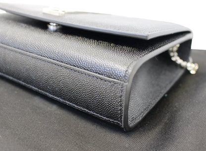 YVES SAINT LAURENT Kate Black Leather Chain Clutch Crossbody Bag