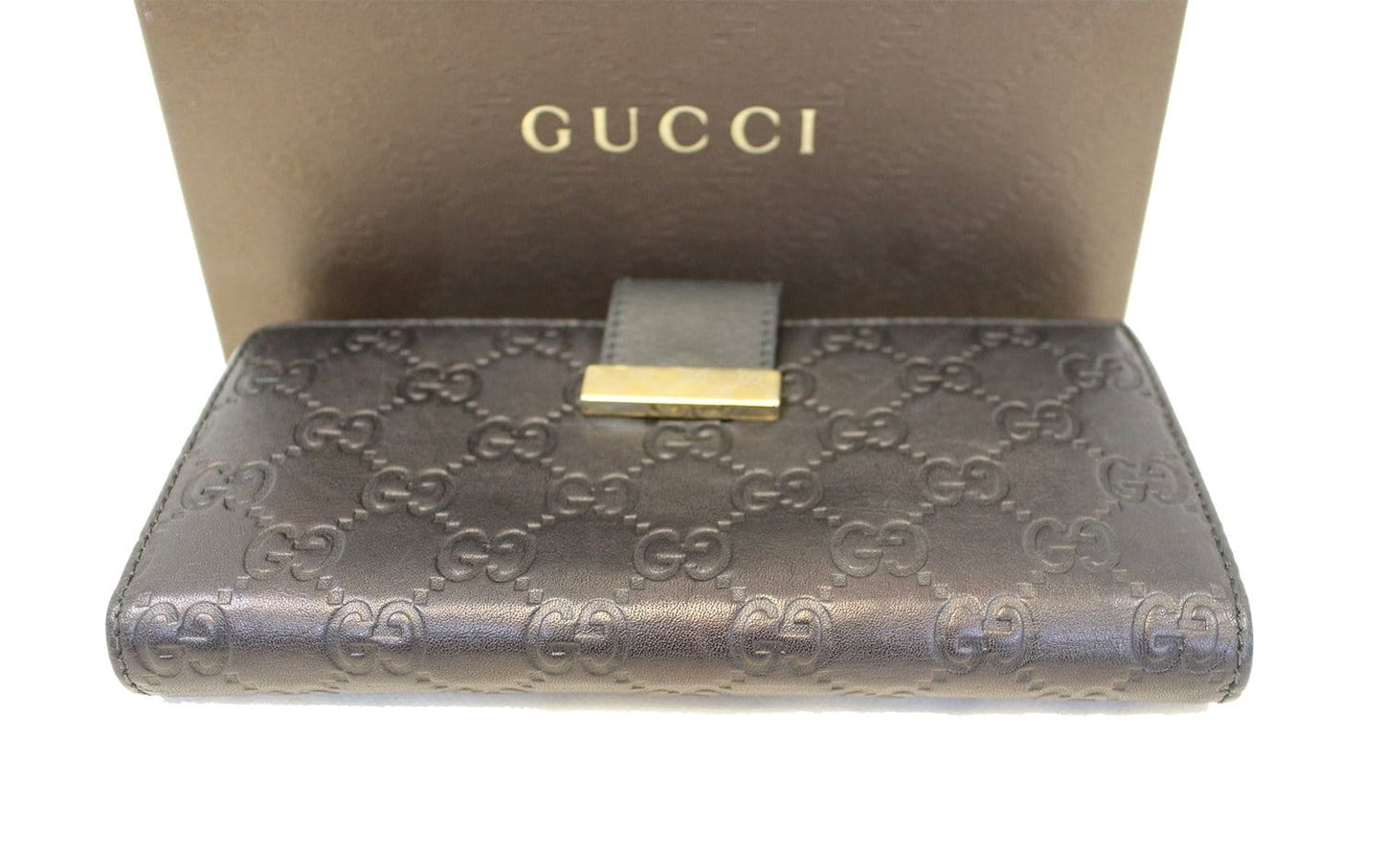 GUCCI Black Guccissima Leather Long Wallet