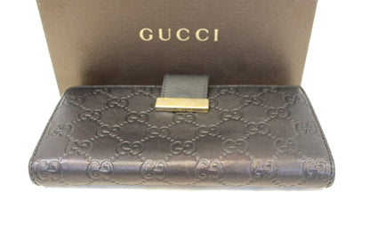 GUCCI Black Guccissima Leather Long Wallet