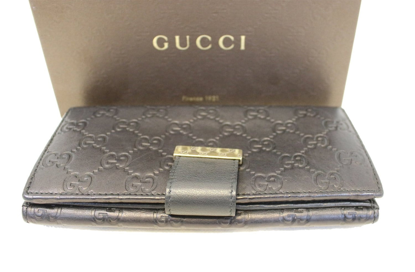 GUCCI Black Guccissima Leather Long Wallet