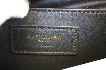 YVES SAINT LAURENT Crocodile Black Leather Gold Chain Clutch Crossbody Bag