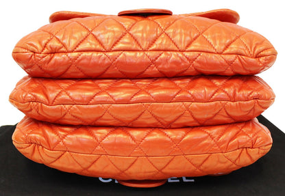 CHANEL 3 Bag Versus Orange Lambskin Leather Classic Flap Shoulder Bag