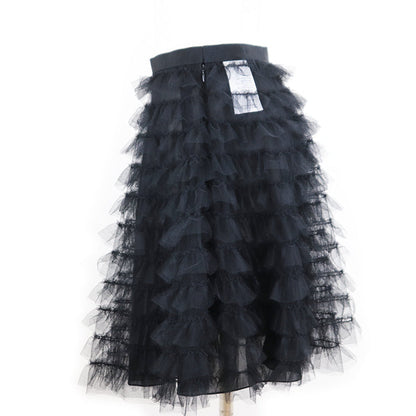 Christian Dior Tiered Frill Tulle Skirt Black