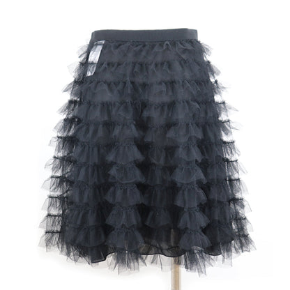 Christian Dior Tiered Frill Tulle Skirt Black