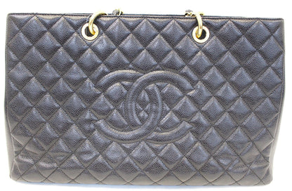 CHANEL Caviar Leather Black XL Grand Shopping Tote Bag