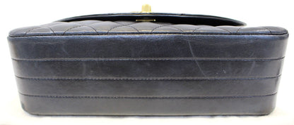 Chanel 9" Black Quilted Leather Shoulder Classic Flap Bag Vintage