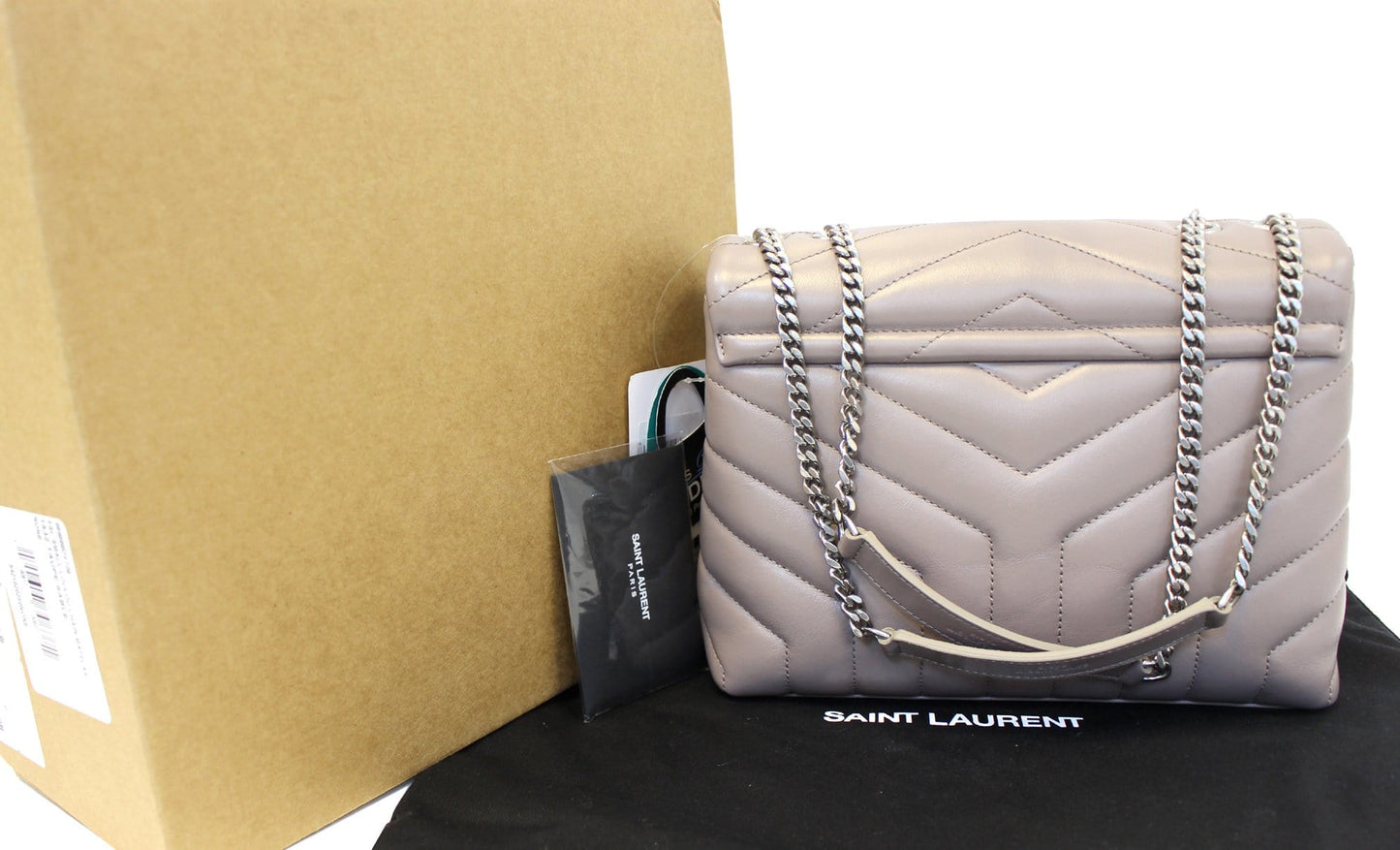 YVES SAINT LAURENT Matelasse Loulou Small Chain Shoulder Bag Taupe