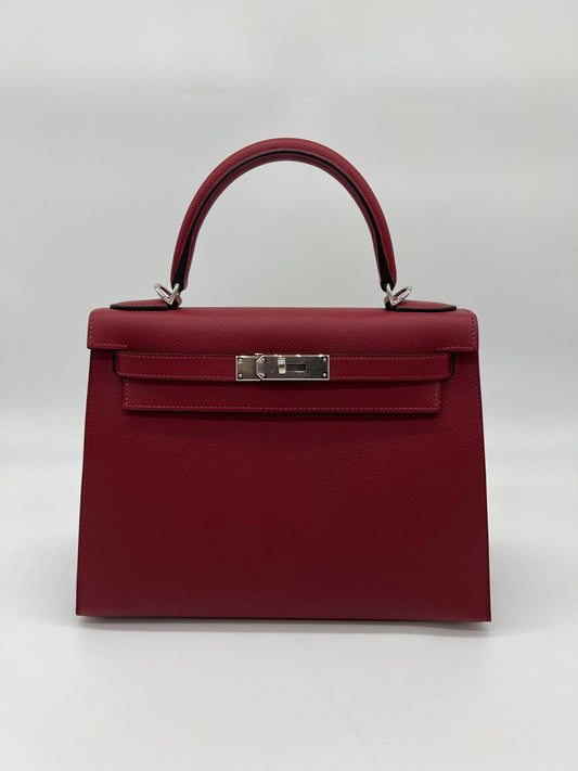Hermes Kelly 28 Sellier Verso Veau Epsom AJ Rouge Grenat Rose Pourpre