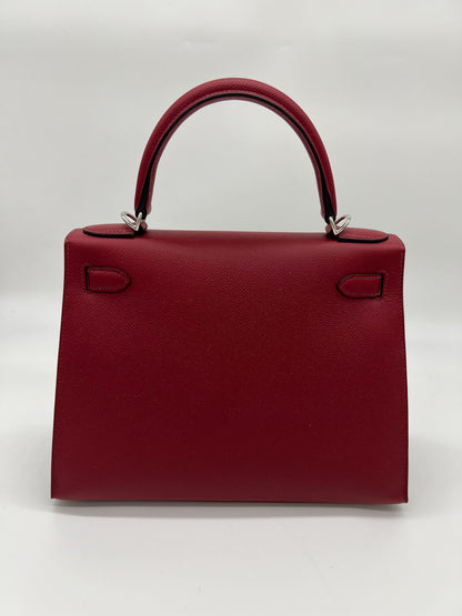 Hermes Kelly 28 Sellier Verso Veau Epsom AJ Rouge Grenat Rose Pourpre