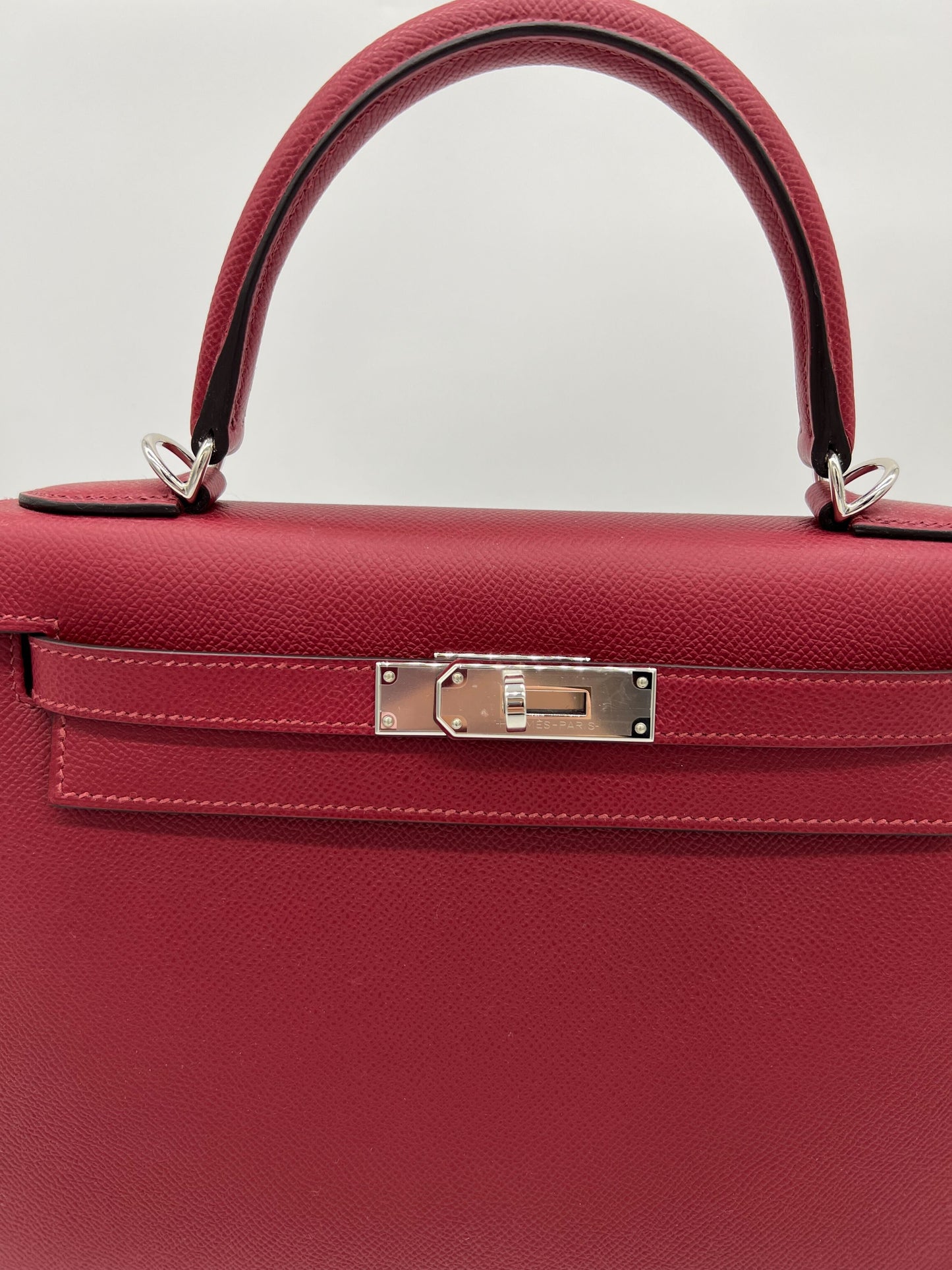 Hermes Kelly 28 Sellier Verso Veau Epsom AJ Rouge Grenat Rose Pourpre