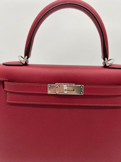 Hermes Kelly 28 Sellier Verso Veau Epsom AJ Rouge Grenat Rose Pourpre
