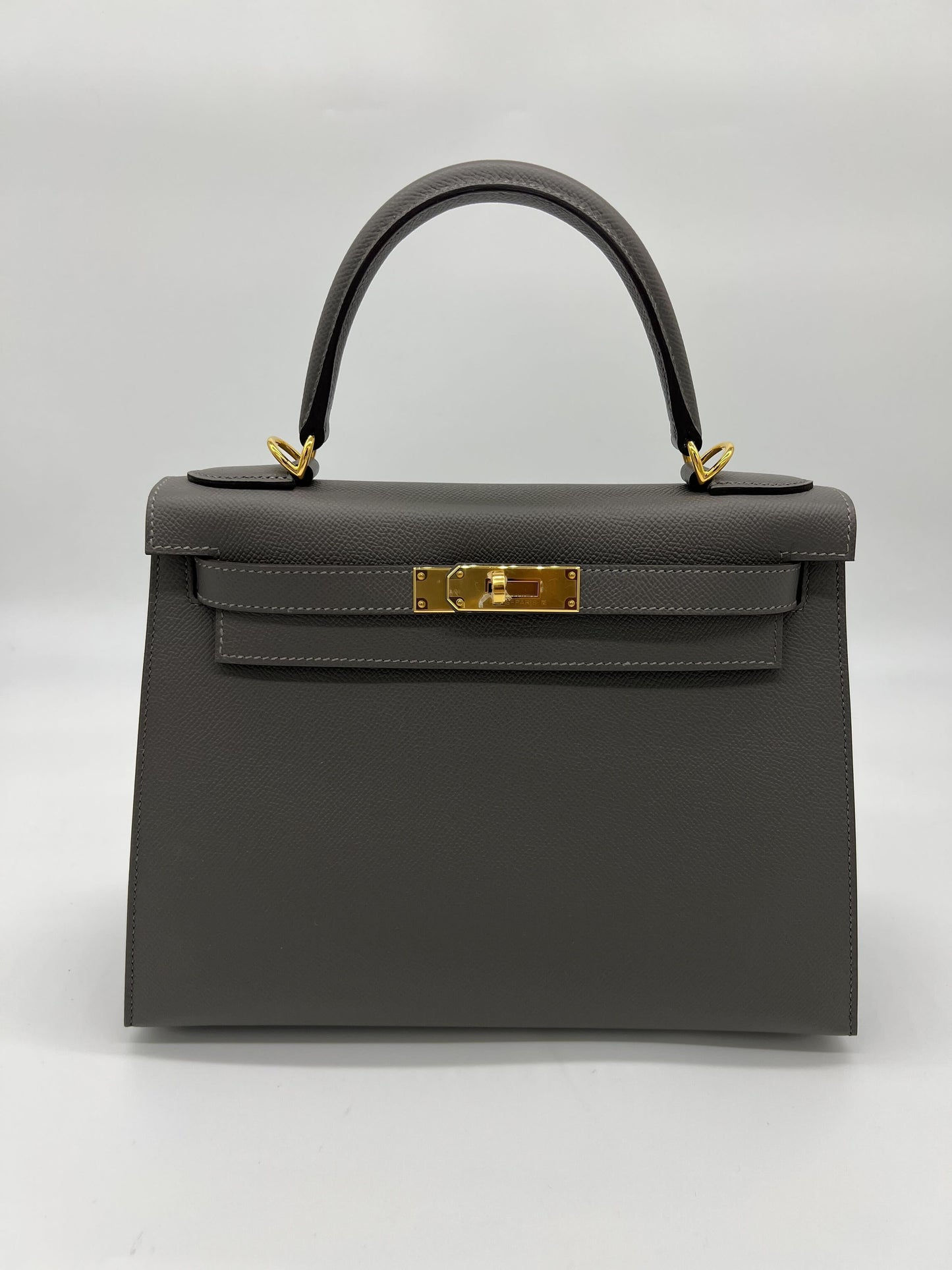 Hermes Kelly 28 Sellier Gris Meyer Epsom Leather