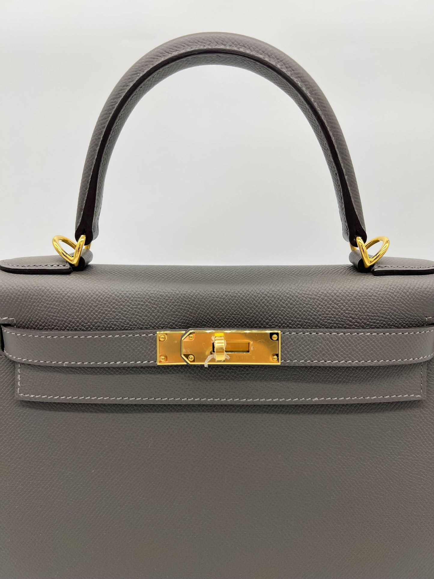Hermes Kelly 28 Sellier Gris Meyer Epsom Leather