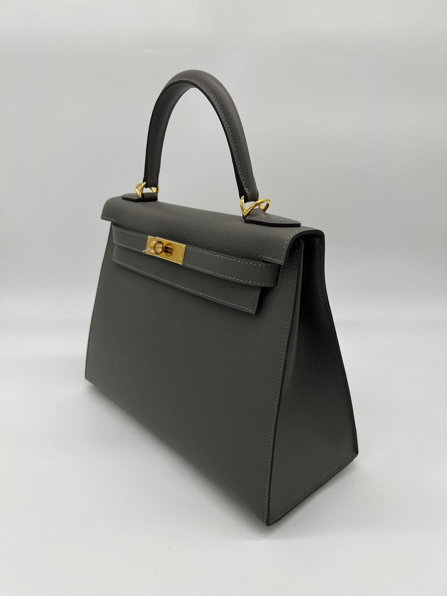 Hermes Kelly 28 Sellier Gris Meyer Epsom Leather