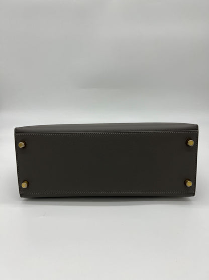 Hermes Kelly 28 Sellier Gris Meyer Epsom Leather