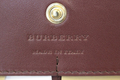 BURBERRY Wallet Check Leather Burgundy For Women