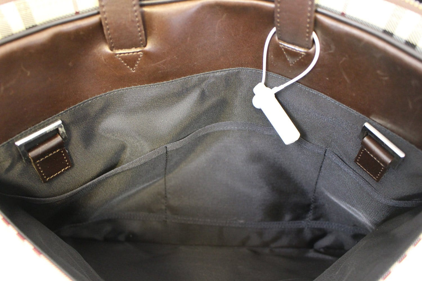 BURBERRY Nova Check Canvas Dark Brown Leather Briefcase Bag