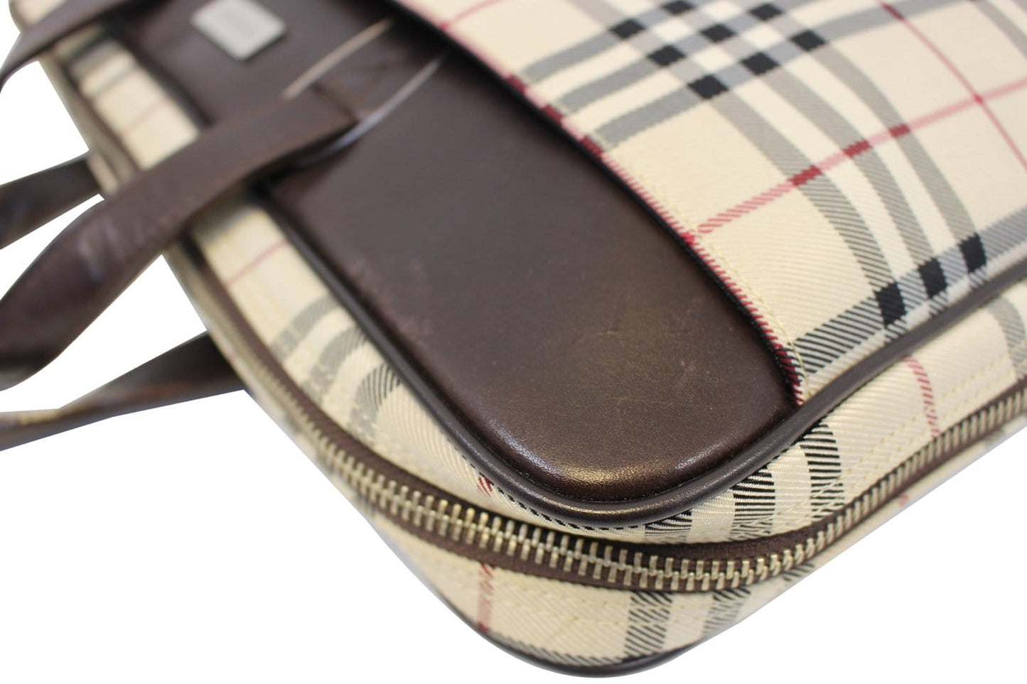 BURBERRY Nova Check Canvas Dark Brown Leather Briefcase Bag