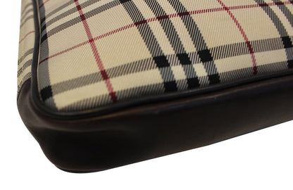 BURBERRY Nova Check Canvas Dark Brown Leather Briefcase Bag