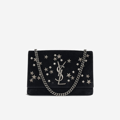 Saint Laurent Star Studded Kate - Black Suede