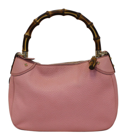 Gucci Bamboo Top Handle Pink Calfskin Leather Hobo Bag