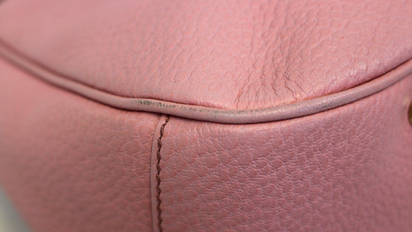 Gucci Bamboo Top Handle Pink Calfskin Leather Hobo Bag
