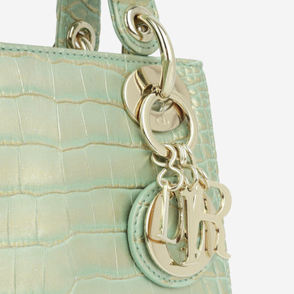 Christian Dior Mini Lady Dior - Green/Gold Crocodile