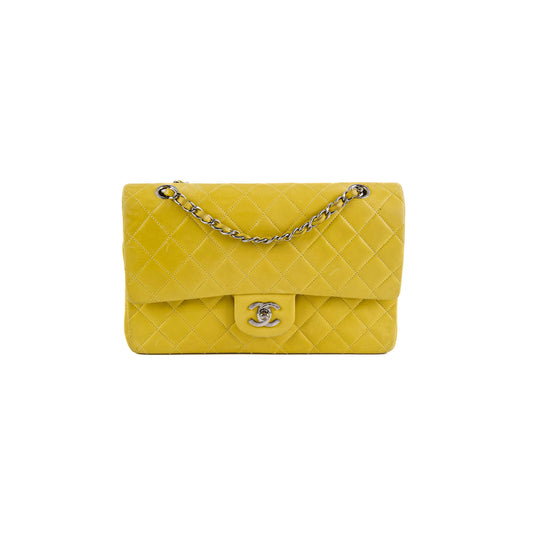 Chanel Classic Flap M/L Yellow Lambskin Bag
