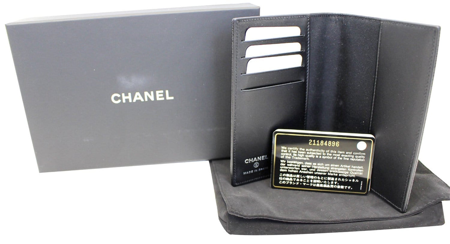 CHANEL Patent Leather Black Passport Wallet