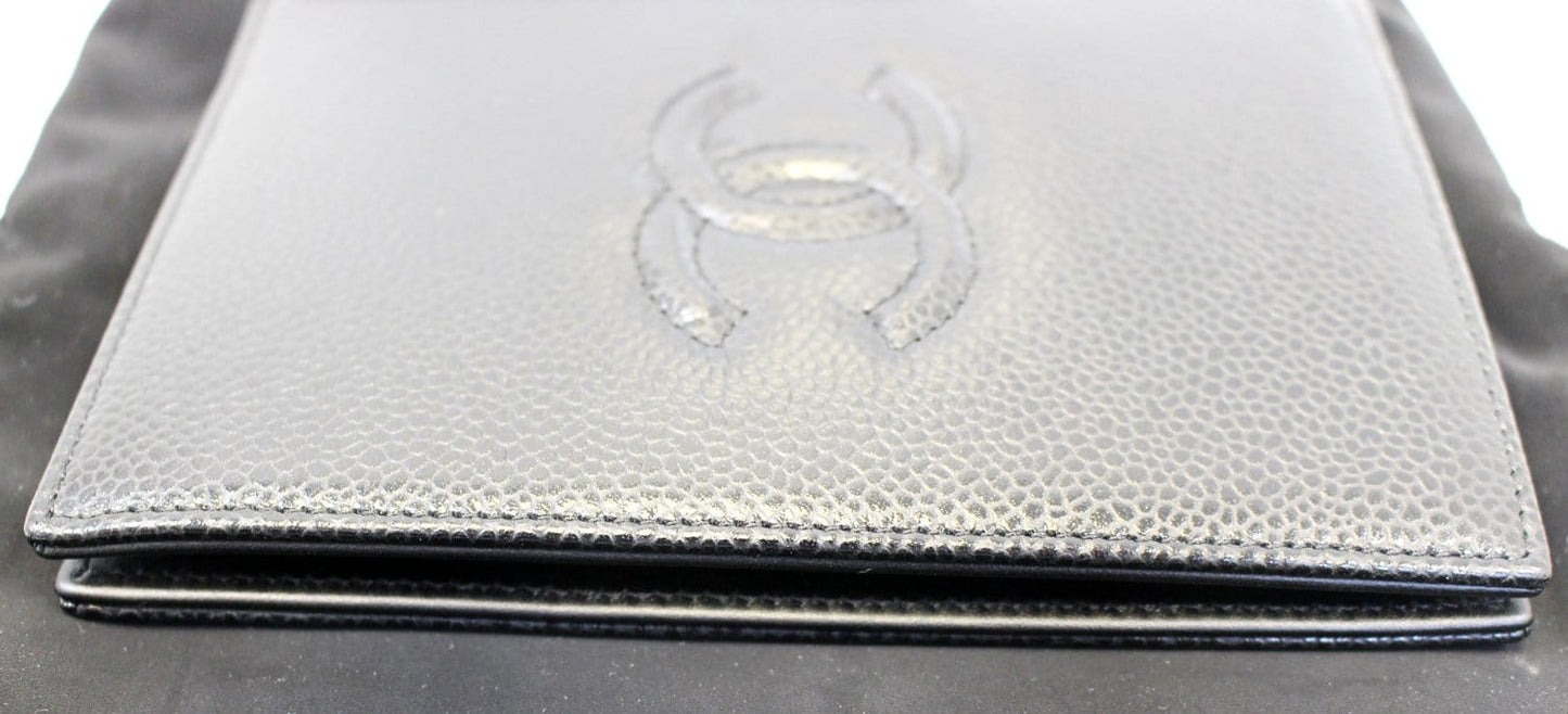 CHANEL Patent Leather Black Passport Wallet