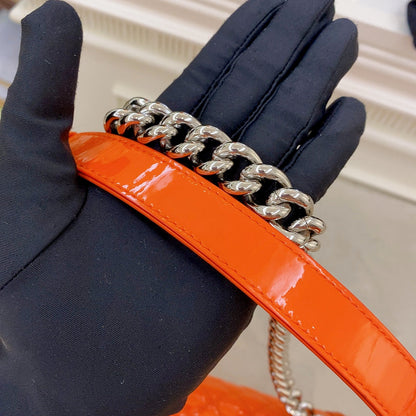 Chanel Patent Skin Quilted New Medium Le Boy Flap Orange