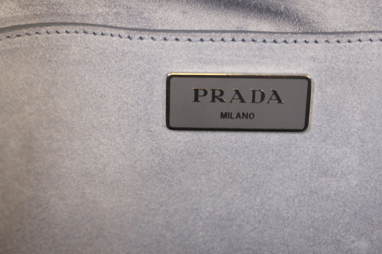 PRADA Vitello Daino Flap Suede Leather Hobo Bag Sky Blue